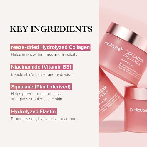 medicube Collagen Jelly Cream- Niacinamide & Freeze-Dried Hydrolyzed Collagen-Boosts skin barrier hydration & gives 24h Glow & Firmer looking skin | No artificial color, Korean skincare 